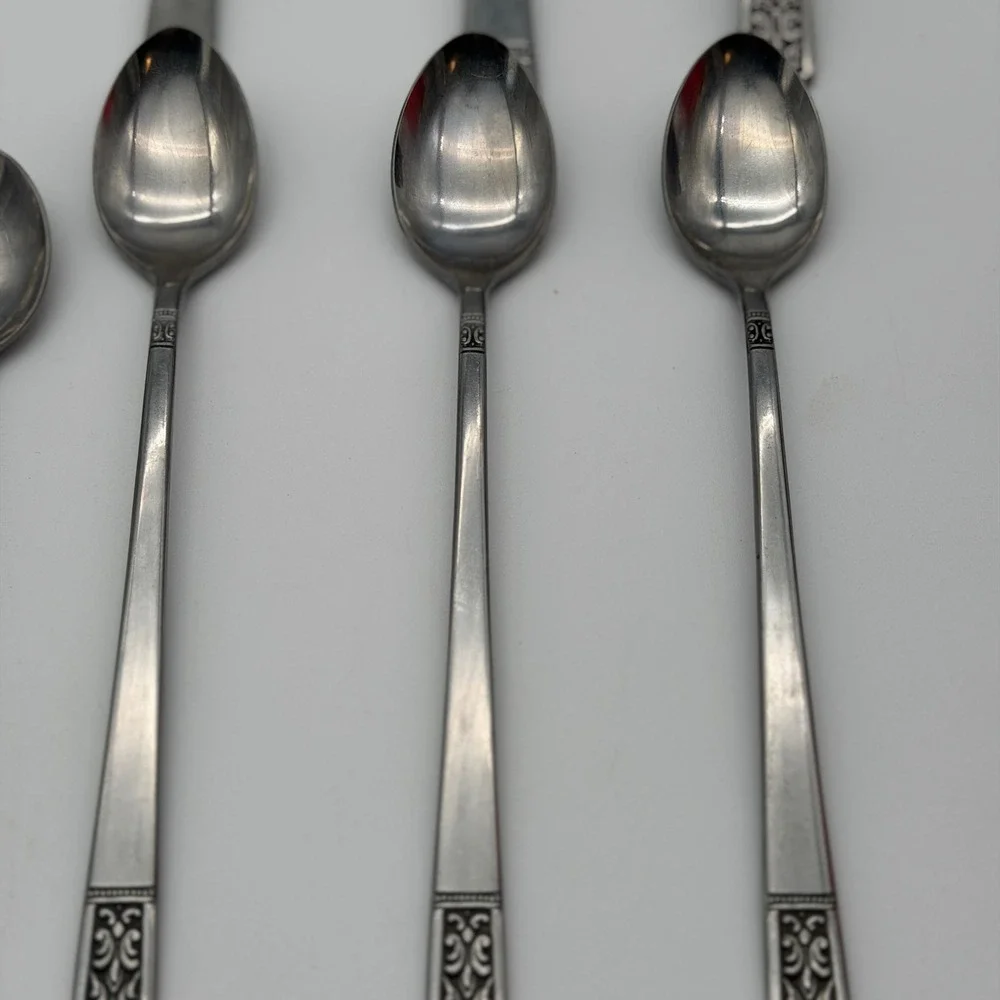 Vintage Japan Stainless Ornate Scroll Flatware & Serving Utensil Lot 13 Pieces